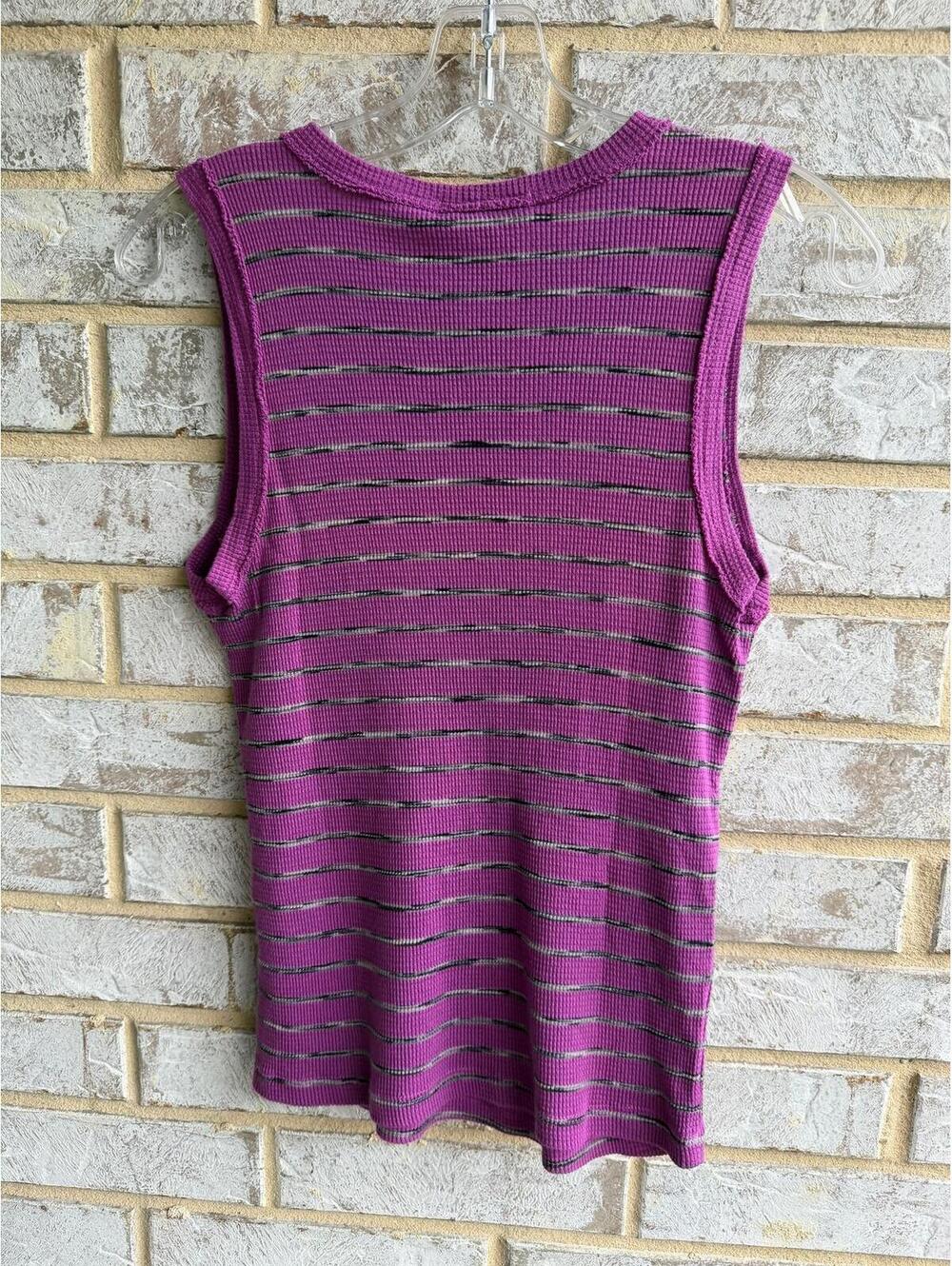 Michael Stars NWT One Size Sleeveless Liv Muscle Waffle Knit Striped Tank Top. - Picture 2 of 7